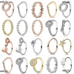 Pandoras Ring Designer Jewelry新しい高品質の人気のスターリングシエCheap Rose Gold Fit Thin Finger Stackable Party Round Rings Pandorabracelet 358