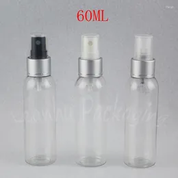 Garrafas de armazenamento 60 ml garrafa de plástico redonda de ombro transparente 60cc / embalagem de água contêiner cosmético vazio (50 pc / lote)
