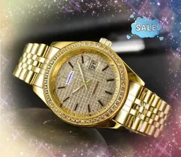 3 핀 여성 남성용 시계 날짜 날짜 시간 시계 방수 석영 크로노 그래프 군사 대통령 All Crime Diamonds Ring Wristwatch Montre De Luxe Gifts