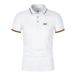 Mens fashionabla kortärmade randiga tryckta Poloshan Casual Polo Shirt Summer Business 240412