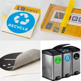 Wall Stickers Tips Marked Removable 12pcs Recycle Trash Bin 10CM PVC Office
