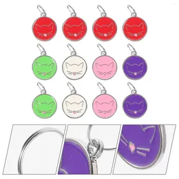 Hundekragen 12 PCs Pet Listing Cat Tag Edelstahl -Tags für Haustiere Runde Vorräte eingraviert