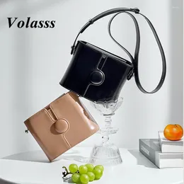 Evening Bags VOLASSS Fashion Small Women Phone Bag Cowhide Designer Shoulder Square Genuine Leather Crossbody Female Versatile