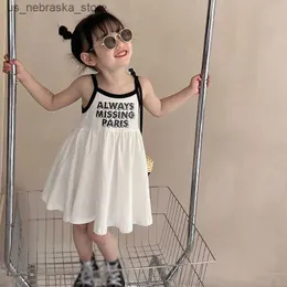 Girl's Dresses Fashion Summer Baby Girls Dress Children Kids Girl Letter Print Suspender Dresses Sling Outdoor Party Dresses for 3-8 Y Girls Q240418