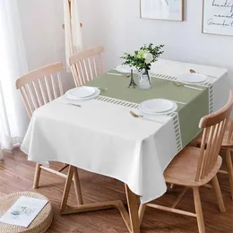 Table Cloth Green Stripe Solid Texture Waterproof Dining Tablecloth Kitchen Decorative Party Cover