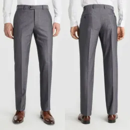 Smokin en yeni gri erkekler takım elbise özel yapılmış ucuz ince fit pantolon damat en iyi adam resmi giyim
