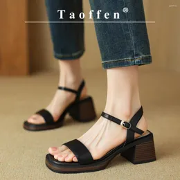 Scarpe vestito Taoffen 2024 Sandali estivi per donne con tacchi alti gladiatore casual punta aperta rom cinturino rom cingola