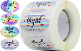 500pcs Rainbow Holo grazie adesivi 4 disegni olografici per il supporto delle mie etichette regalo per piccole imprese Wrap273S273W4551386