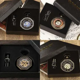 Round Octagon Vintage Man Pocket Watch FOB com Chain steampunk Relógios para homens Pingente Retro Relógio Colar 231207 ES