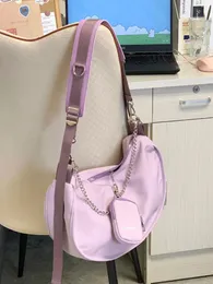 الأكياس المسائية Jiaerdi Harajuku Purple Hobos Bag Women Women Nylon Nylon Consual Crossbod