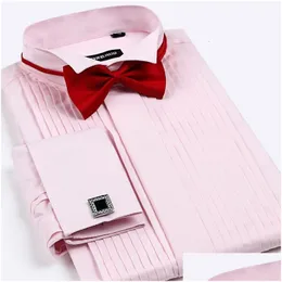 Mens Dress Shirts Banquet Long Sleeved Shirt Grooms Best Man Pink 230921 Drop Delivery Apparel Clothing Dh8R2