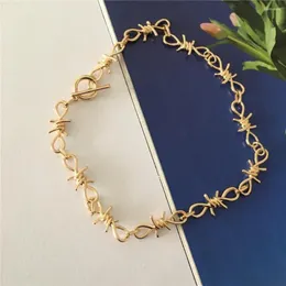Choker Trendy Gold Color Plating Chunky Gothic Special Special Barb Wire Buckle Necklace for Women Girl Chic Punk Jewelry Accessory242S