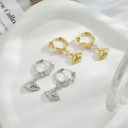 Diamond Studded Bread Earrings Women's Korean Edition Instagram Personalized Long Style 18K zircon ear buckle Stud Earring Jewelry