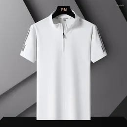 رجال Polos Trend Slim Disual Summer Fashion Treadable Bood Business Polo Shirt Shirt Shirt Sleeve T-Shirt Thread Twher