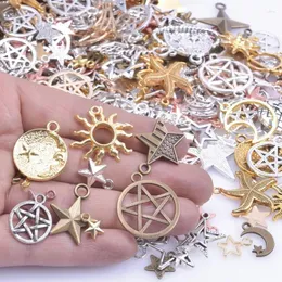 Charms 30/50Pcs Mixed Styles Witchcraft Crescent Moon Sun Star Pentagram Amulet Handmade Jewelry Vintage Pendant Accessories