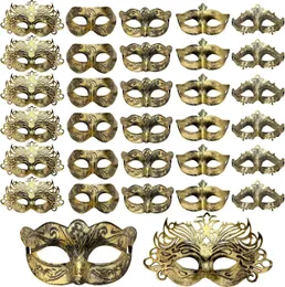 10/30/50pcs Mardi Gras Masquerade Maske Venedik Mardi Gras Maske Vintage Antika Maskeleri Erkekler için Kadınlar Cosplay Karnaval Partisi 240403