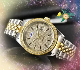 Tre Sfieles Busines Casual Men Women Watch Auto Day Date Time Quartz Orologio in acciaio inossidabile Presidente Generoso Diamonds Ring Dot Shiny Starrry Watchs Regali