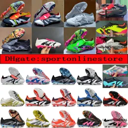 Skicka med Bag Quality Football Boots 30 -årsjubileum 24 Elite Tongue Fold Laceless Laces FG Mens Soccer Cleats Bekväm träningsläder Fotbollskor Kids