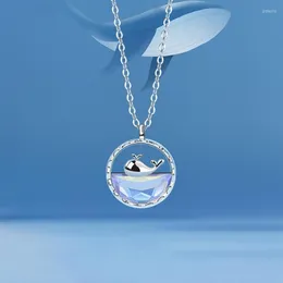 Colares pendentes 925 Whale Whale for Women Magic Cor Blue Sea Clavicle Chain Series Ocean Jewelry Silver Jewelry250D