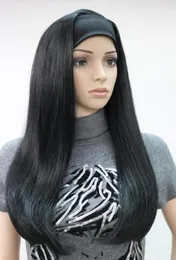 Hivision 2017 New Fashion 34 Wig with Beadbands Jet Black Straight Synthetic Women039S Half Hair Wigs19694814897790