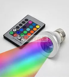 3W LED RGB 전구 16 색상 변경 3W LED 스포트라이트 RGB LED 전구 램프 E27 GU10 E14 MR16 GU53 24 키 리모콘 854187287