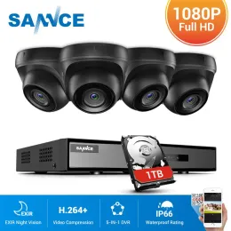 System Sannce 4CH 1080N DVR CCTV System 4PCS 1080p Камеры безопасности IR Внутренний водонепроницаемый на открытом виде видеонаблюдения