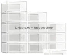 Caixas de armazenamento BINS SAPAÇÃO Organizador empilhável de plástico transparente para armário Sapates dobráveis Recipientes Droga Drop Delivery Home Garden H4648863