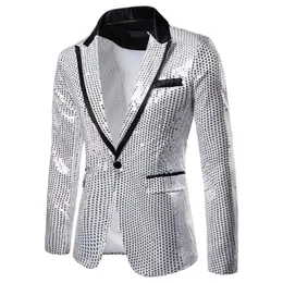 Guld SLIVER Glänsande dekorerad blazerjacka för män Night Club Graduation Men Suit Blazer Homme Costume Stage Wear för sångare 240408