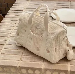 Sacchetti di grandi dimensioni per la capcizia sacca di maternità per borse per pannolini per bambini Organizzatore di ricamo fiorito Mommy Borsa trapunta per spalla da viaggio per panno