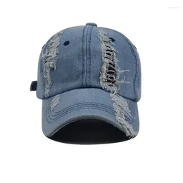 Caps de bola Caps unissex Vintage Capinho de beisebol de jeans vintage Estudado Hole rasgado Viseira respirável ao ar livre Snapback Chapéu