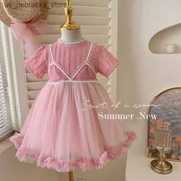 Girl's Dresses Baby Girls Dress Toddler Summer Cute Elegant Gauze Dress Children Dress 1 2 3 4 5 6 7st Kids Birthday Party Prom Clothes Q240418