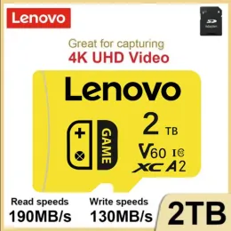 بطاقات Lenovo 2TB Ultra Card Card Class 10 V60 Micro TF SD Card 1TB 512GB 128GB بطاقة الذاكرة الأصلية TF Flash Card