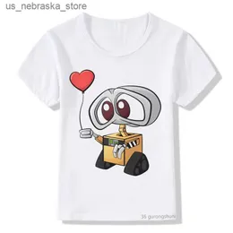 T-shirts Love Wall Eve Robot Couple Cartoon Funny T-shirt Cartoon Print Summer New Breathable T-shirt Boys/Girls Childrens Clothing Q240418