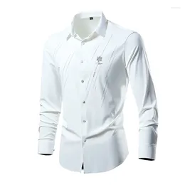 Herren -Hemdhemden Herren Luxus soziales Hemd Langarm Mann Mode 2024 Kleidung Männlich Elegantes einfaches