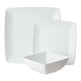 Piastre piatti Loden White Square porcellana a 12 pari set di stoviglie