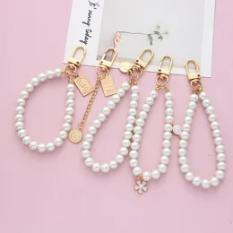 Keychains Fashion DIY Pearl Keychain Women's Gift Handbags Peal Beads Cute Keyring Key Ring Chains For Jewelry Making Accessories