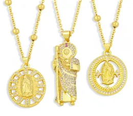 Подвесные ожерелья Virgin of Guadalupe Countal Pave Crystal для святых католических религиозных украшений San Judas Tadeo Nkez6117854042242915