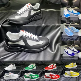 Americas Cup Designer Casual Shoes For Mens Sneakers Patent läder svart vit grön plattform lyxig gummitränare chaussure luxe platta-forme panda sko