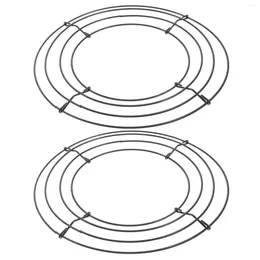 Fiori decorativi 2 pezzi ghirlanda cornice ghirlanda forma metallo metallo anelli di ferro rotondo terreno macrame
