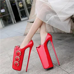 Dress Shoes Woman Superior Quality Super High Heel 30CM Round Toe Waterproof 20CM Thin Heels Pumps Large-size Femmes USA 4-14 15