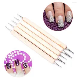 Nagelkunst-Kits 5pcs 2-Wege-Holzhandschachtel Multisize-Mablizing-Werkzeug professionelle Werkzeuge