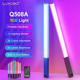 Continuous Lighting LUXCEO Q508A RGB Photography Light LED Handheld Video Tube 3000K-6000K Rechargeable Battery Studio Photo Light Y240418