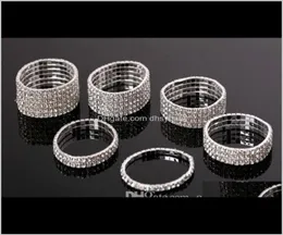 Altın Adı Bilezik Takı 12 Parça Lot 110 Sıra Sier Bilezikler Kristal Rhinestone Elastik Gelin Bangle Bileklik Streç Topçuklar7632414