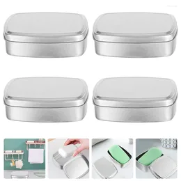 Storage Bottles 4 Pcs Square Soap Dish Mini Soaps Aluminum Cream Can Metal Jar Travel