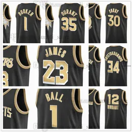 2024 Black Select Series Basketball Jerseys Stephen 30 Curry LeBron 23 James Devin 1 Booker Kevin 35 Durant LaMelo 1 Ball Ja 12 Morant Giannis 34 Antetokounmpo Newest