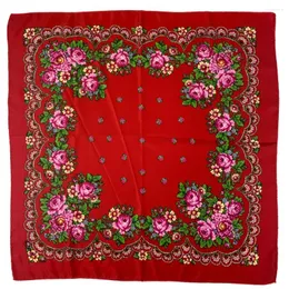 Lenços 70 70 cm de lenço quadrado russo Luxo de luxo estampa floral bandana bandana lenço de xale étnico Babushka