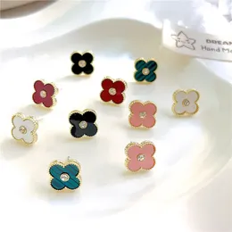 Projektantka Clover Studs kolczyka Vintage Four Leaf Clover Clover Charm Kolczyki z tyłu matki perłowej stali nierdzewnej złote stadiki Agat dla kobiet Wedding Dhgate Prezent