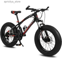 Cyklar Wolfs Fang Bicyc 2.0*4.0 Wide Tire Fat Snow Mountain Bike Women Children 21 Speed ​​Damping Front Fork Full Vehic Gift Men L48