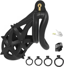 Casta Toy Sex Toy Set com 4 anéis Silicone Cabeça dupla Craga de castidade para homens 3D Imprimir ventilação CAGA CAGA adulta SM Bondage Fetish