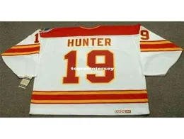 Ganzer Herren Tim Hunter 1989 CCM Vintage Home Billig Retro Hockey Jersey6964530